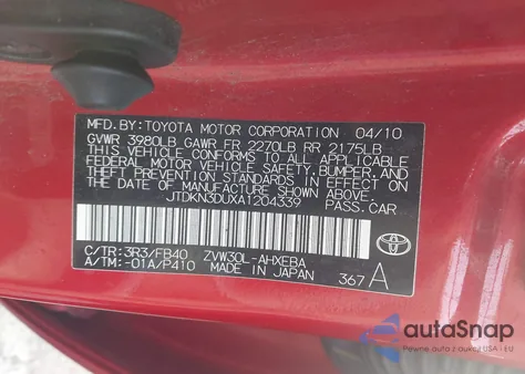 2010 Toyota Prius Iii z USA, uszkodzony, nr VIN JTDKN3DUXA1204339
